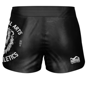 Phantom Fightshorts Fusion 2in1. Ultimative Shorts für deinen Kampfsport. IDeal für MMA, Muay Thai, BJJ, Ringen und mehr. In schwarz mit Löwen Design.