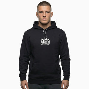 Premium Phantom Athletics APEX Hoodie in Schwarz mit athletischem Schnitt, perfekt für Aufwärmen, MMA‑Training und Fitness‑Sessions im Kampfsport‑Alltag.