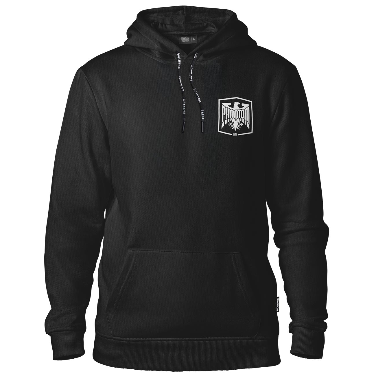 Hochwertiger Phantom Athletics Hoodie Germany Black mit Deutschland-Flaggenelementen – ideal für Kampfsport-Athleten im MMA, Boxen oder Kickboxen, die Stil und Performance wollen.