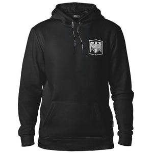 Hochwertiger Phantom Athletics Hoodie Germany Black mit Deutschland-Flaggenelementen – ideal für Kampfsport-Athleten im MMA, Boxen oder Kickboxen, die Stil und Performance wollen.