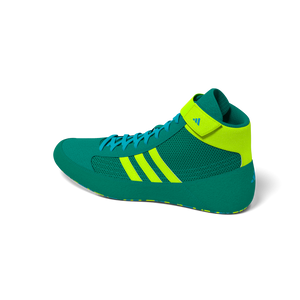adidas Havoc Kinderschuhe in Neon-Grün – rutschfeste Sohle und hoher Tragekomfort für Einsteiger und fortgeschrittene Ringer.