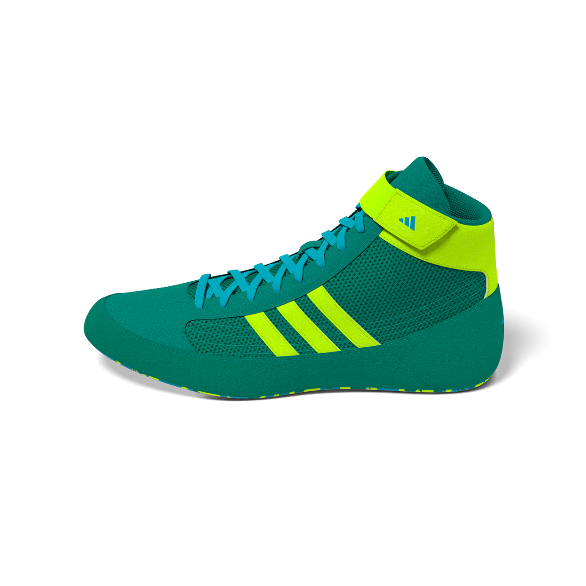 Kinder Wrestling-Schuhe von adidas in leuchtendem Grün – atmungsaktiv, griffig und ideal für junge Kampfsportler im täglichen Training.