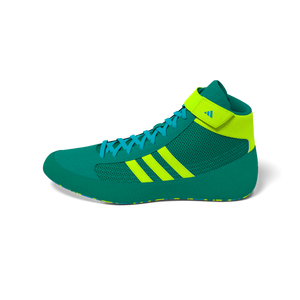 Kinder Wrestling-Schuhe von adidas in leuchtendem Grün – atmungsaktiv, griffig und ideal für junge Kampfsportler im täglichen Training.