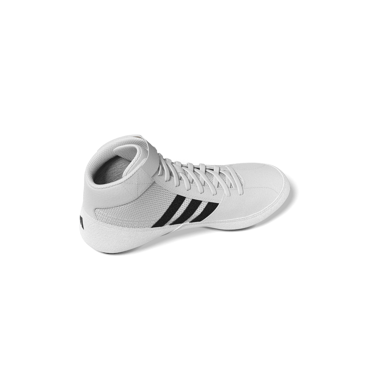 Weiße adidas Wrestling-Schuhe für Kinder – rutschfeste Außensohle und sicherer Sitz für präzise Bewegungen beim Ringen und Grappling.