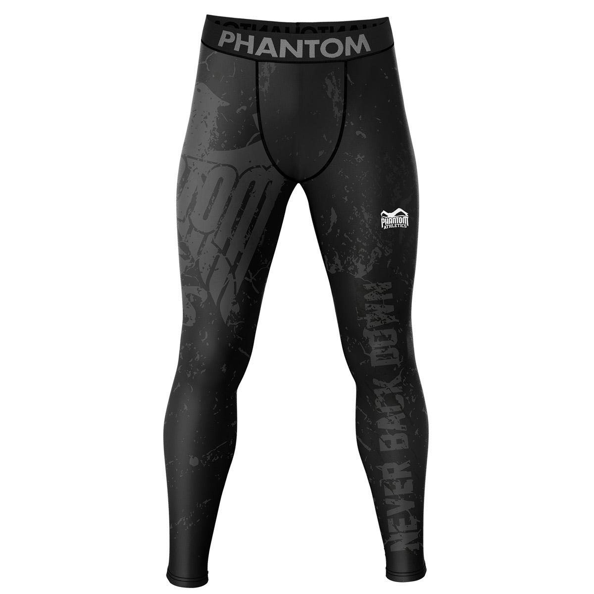 Phantom EVO compression fight shorts i Team Germany-design. Med tysk ørn og "Never Back Down"-bokstaver. Ideell for kampsporter, som MMA, Muay Thai, bryting, BJJ eller kickboksing.