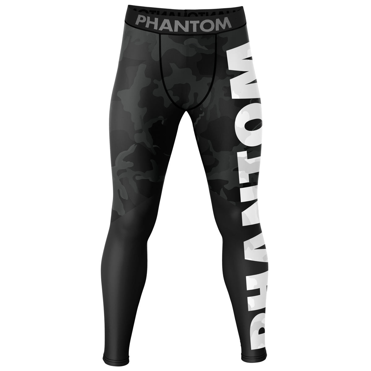 Phantom compression tights in camo design for martial arts training and competition. Ideal on the mat for wrestling, grappling, BJJ or MMA:
