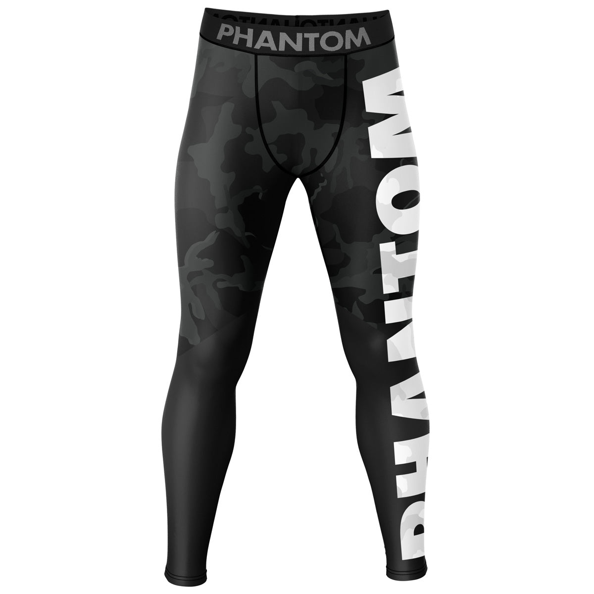 Colanți de compresie Phantom cu design camo pentru antrenamente și competiții de arte marțiale. Ideal pe covoraș pentru lupte, grappling, BJJ sau MMA: