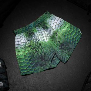 Mit diesen Phantom Fightshorts zeigst du Kampfgeist und Technik gleichermaßen. Das grün-schwarze Viper-Muster verleiht dir einen auffälligen Look und begleitet dich sicher durch Sparring, Takedowns und explosive Kombinationen.