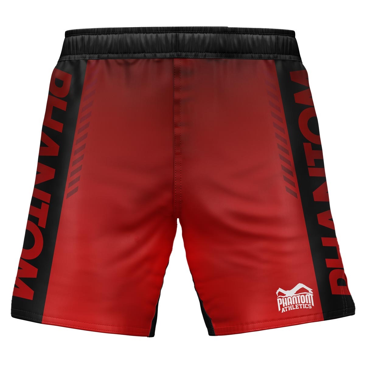 Stylische Phantom Athletics Fightshorts in Schwarz, ideal für Training und Wettkampf. Leichtes, strapazierfähiges Material hält intensiven Belastungen stand.