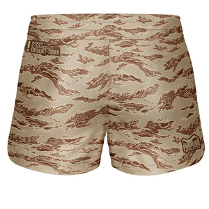 Phantom FUSION-R MGS Desert Tiger Fightshorts – Robuste, atmungsaktive Kampfsportshorts mit einzigartigem Tiger-Streifen Camo-Design, optimiert für intensives Training und Wettkämpfe.