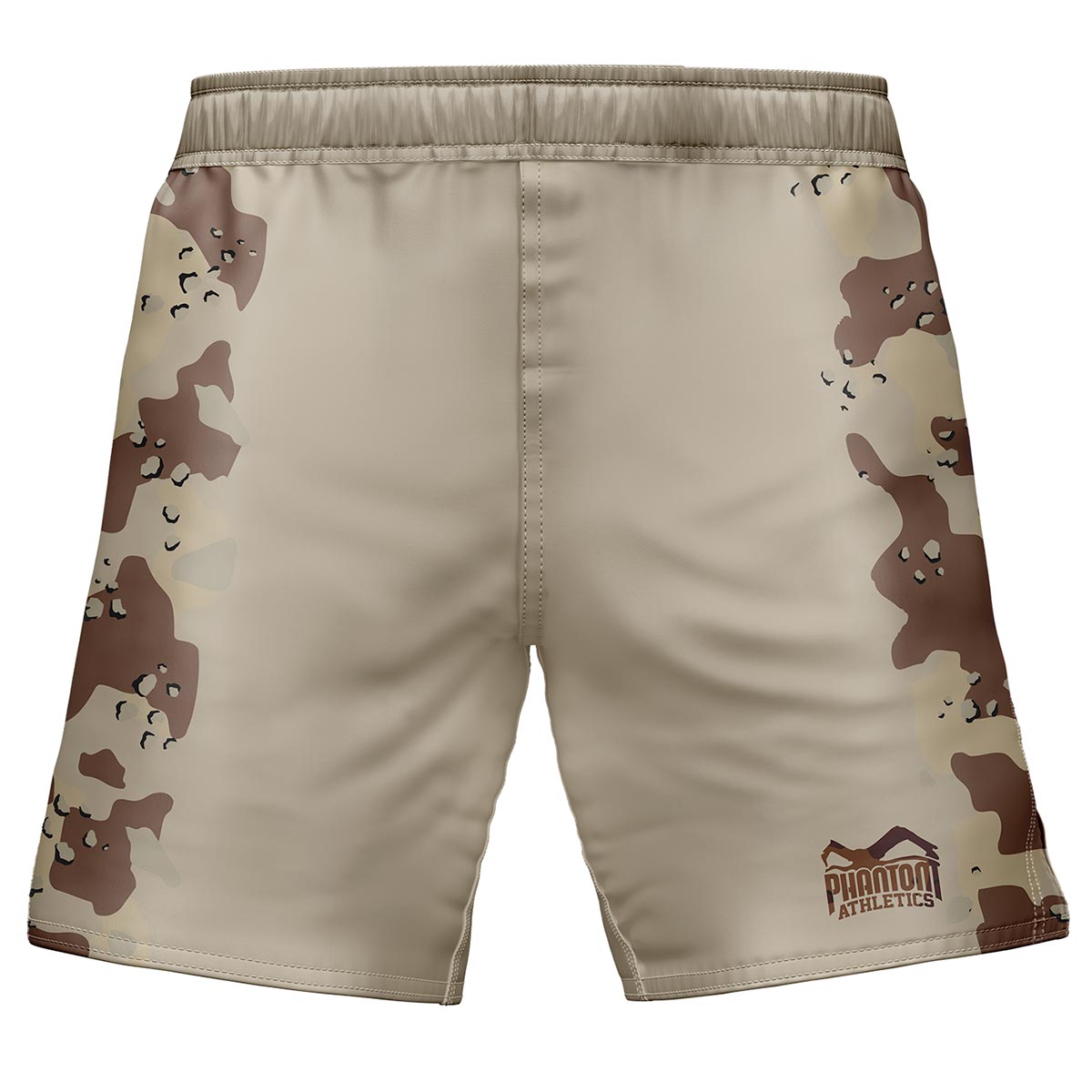 Phantom Athletics Fightshorts Evo Warfare Sand Camo, ideal für MMA, Muay Thai und Grappling. Leichtes und strapazierfähiges Material bietet optimale Bewegungsfreiheit.