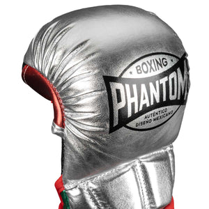MMA Sparringshandschuhe MEXICO Silber/Grün/Rot von Phantom Athletics – bieten Schutz für deine Hände und zugleich Flexibilität für Clinch, Takedown oder Bodenarbeit. Robust und pflegeleicht, perfekt für intensives Kampfsport-Training und Sparring.