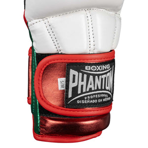 Stylische MMA-Sparringhandschuhe „Mexico“ in Weiß/Grün/Rot von Phantom Athletics, entwickelt für vielseitiges Training im MMA, Kickboxen und Boxen. Das hochwertige Polster absorbiert Schläge zuverlässig bei Sparring und Technik-Drills. Diese Premium-Handschuhe kombinieren Komfort, Stabilität und Performance für ambitionierte Athleten.
