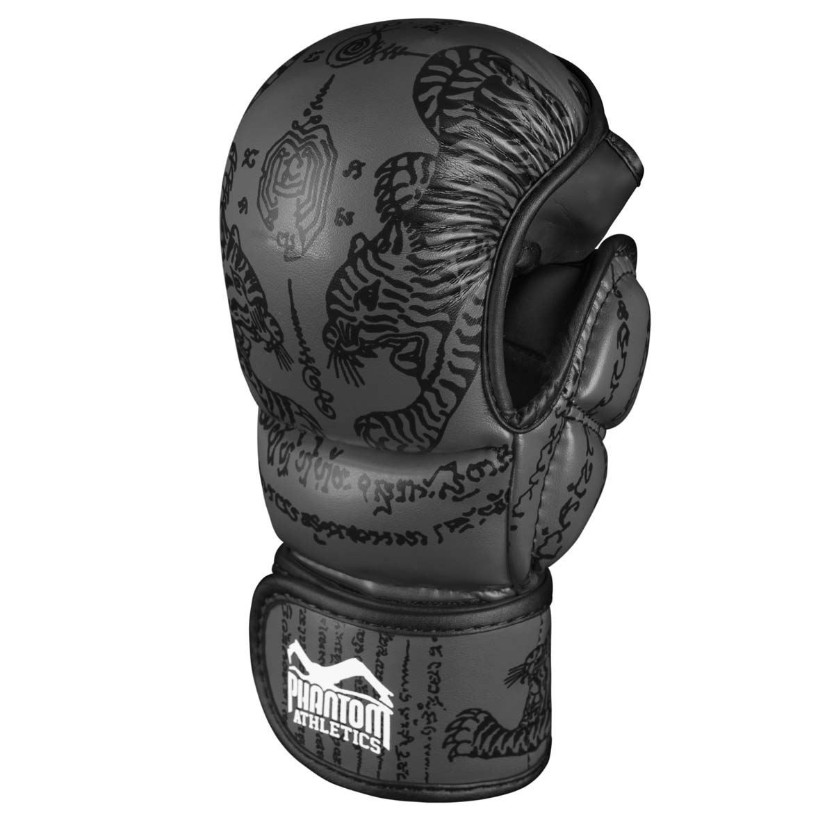 Robuste Sparring Handschuhe in Grau von Phantom Athletics für Muay Thai und Boxen, perfekt für professionelles Training und effektiven Schutz bei Kampfsportarten.