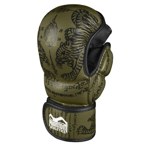 Phantom Athletics Muay Thai Handschuhe in Army-Optik – entwickelt für hartes Sparring im Boxen, Thaiboxen und Mixed Martial Arts. Robustes Kunstleder und ergonomische Passform sorgen für maximale Stabilität und Sicherheit.