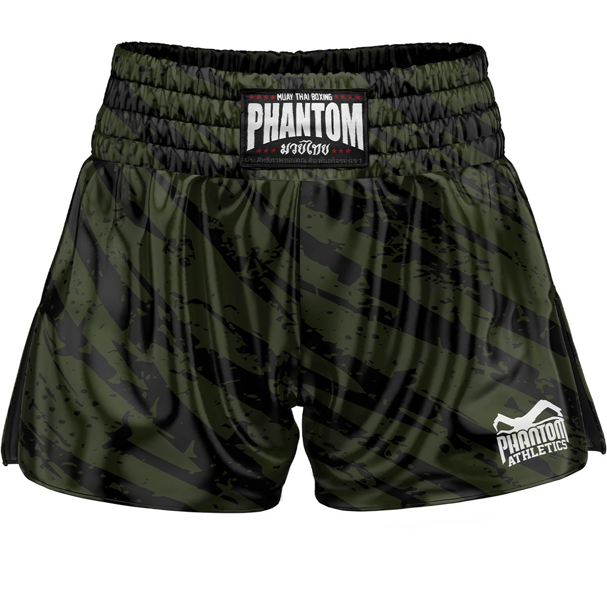 Die Phantom Athletics "Muay Thai Shorts Tiger Camo" bieten dir maximale Bewegungsfreiheit und Komfort für intensive Muay-Thai- und Kickbox-Trainingseinheiten. Das auffällige Tiger-Camo-Design unterstreicht deine Stärke und deinen individuellen Stil im Ring.