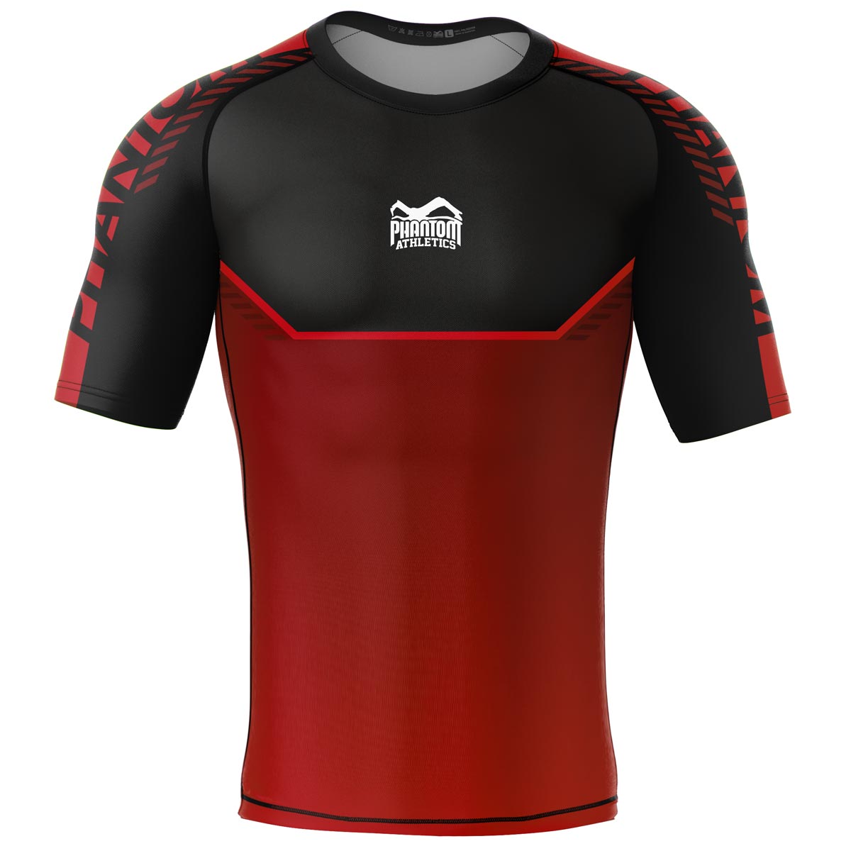 Phantom MMA Rashguard in short sleeves from the new limited RED Edition. Perfect protection and comfort in your martial arts such as BJJ, MMA, wrestling, grappling or Muay Thai.