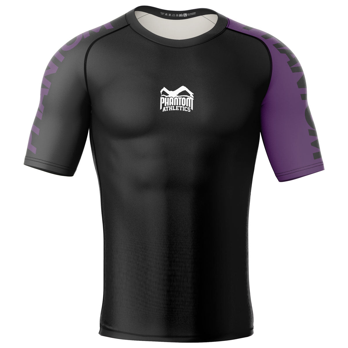 Phantom Ranked No-Gi Rashguard nach IBJJF Richtlinien in Lila. Ideal für dein Nogi Jiu Jitsu Training und Wettkampf. Kurzarm Rashguard aus hochwertigsten Materialien.