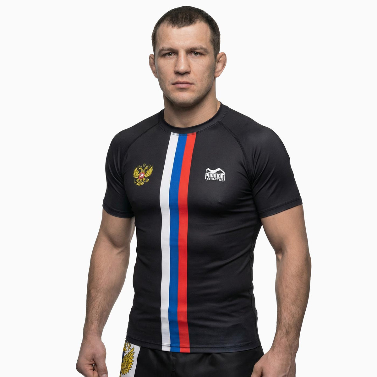 Hochwertiges Phantom Athletics Rashguard Team Russia mit markantem Russland‑Design, ideal für intensives MMA, BJJ und Grappling Training und optimale Bewegungsfreiheit auf der Matte.