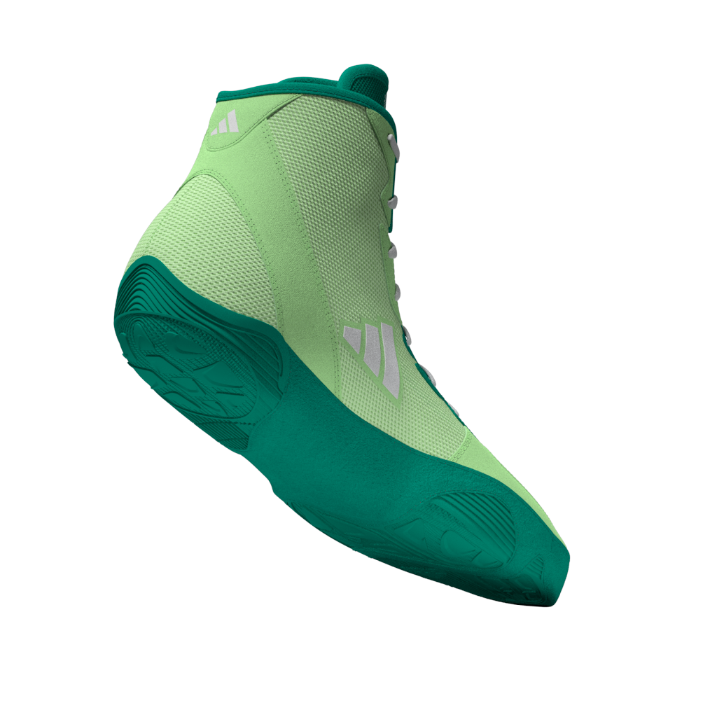 Die Adidas Adizero Ringerschuhe in Neon-Grün bieten dank ihrer neu entwickelten Außensohle optimalen Halt in alle Richtungen. Das atmungsaktive Obermaterial sorgt für ein angenehmes Tragegefühl während intensiver Trainingseinheiten.