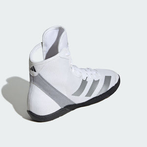Kampfsport-Schuhe Adidas Adizero in Weiß mit innovativem Design für Wrestling, Muay Thai und Kickboxen. Premium-Qualität für Profis.