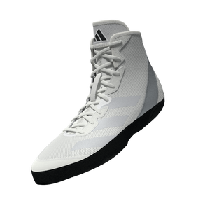 Moderne, weiße Wrestling-Schuhe von Adidas für ambitionierte Athleten im MMA und Grappling. Hohe Qualität für effektives Training.