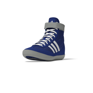 Leichte und robuste Wrestling-Schuhe von Adidas in Blau, ideal für intensives Kampfsporttraining und Sparring im Bereich Jiu-Jitsu und Muay Thai.