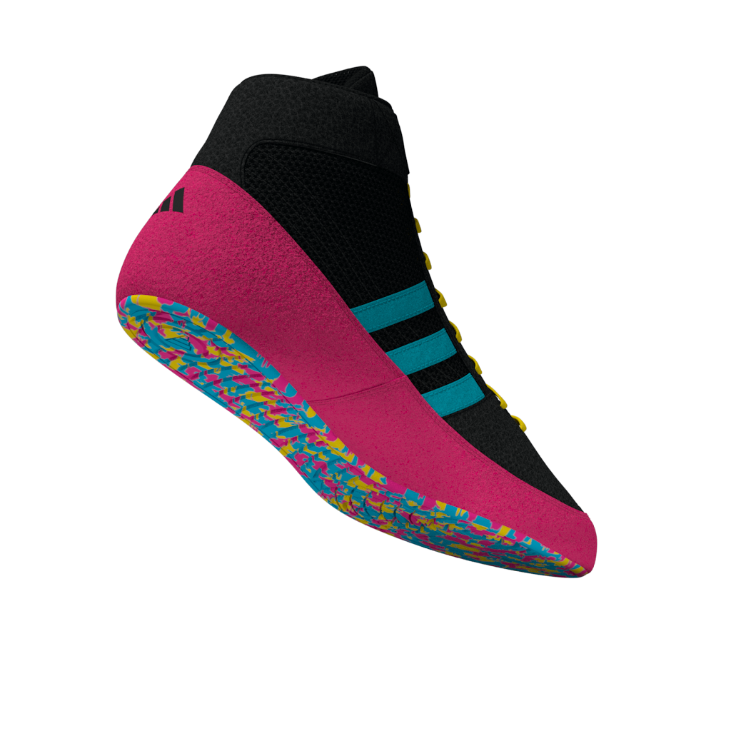 Funktionale Ringerschuhe von adidas in Schwarz-Pink – mit atmungsaktivem Obermaterial und flexibler Sohle für das tägliche Training.