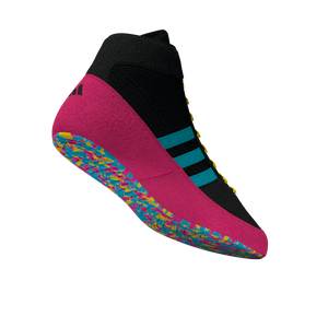 Funktionale Ringerschuhe von adidas in Schwarz-Pink – mit atmungsaktivem Obermaterial und flexibler Sohle für das tägliche Training.