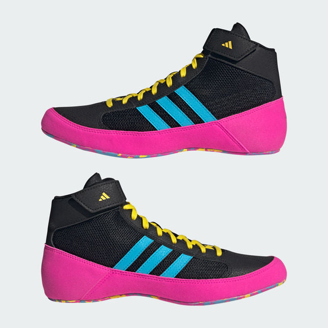 Kampfsportschuhe adidas Havoc in Schwarz mit pinken Details – perfekter Grip und Bewegungsfreiheit für das Ringen und Grappling.