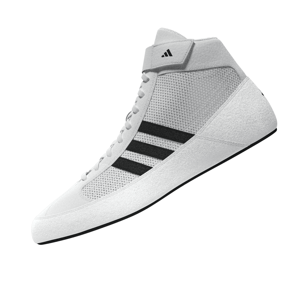 adidas Wrestling-Schuhe in Weiß mit schwarzem Kontrast – komfortabler Sitz und hoher Grip für den Einsatz auf jedem Mattenboden.