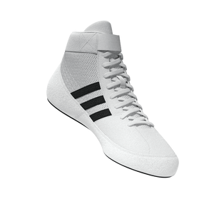 Weiße Wrestling-Schuhe von adidas mit schwarzen Details – für Kampfsportler, die auf Leistung, Komfort und Stabilität setzen.