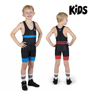 Phantom Athletics Kids Wrestling Jersey Set Raptor mit Ringer-Design und kräftigem Farbkontrast – ideal für junge Grappler im Training.