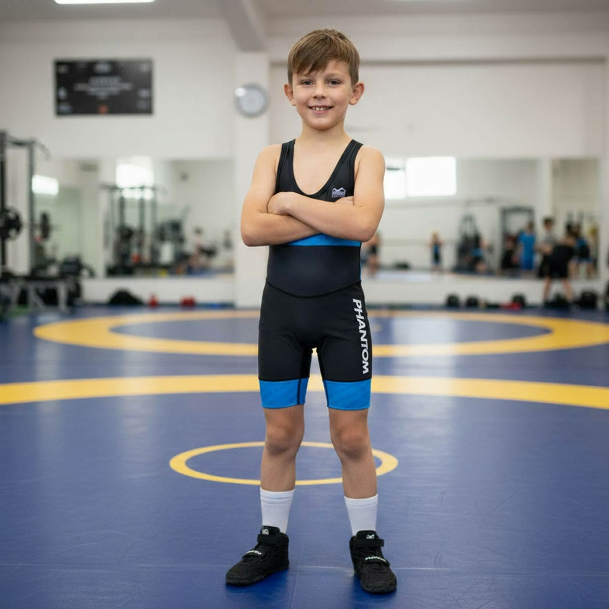 Kinder-Wrestling-Set „Raptor“ von Phantom Athletics mit figurbetontem Schnitt, das Bewegungsfreiheit beim Grappling und Training garantiert.