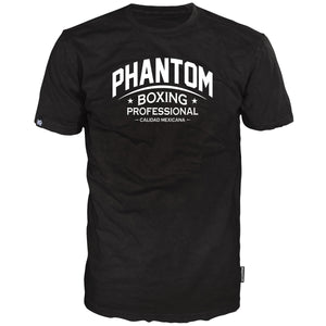 Schwarzes T-Shirt von Phantom Athletics mit stylischem Boxing-Print – ideal für Boxer und Kampfsportler, die auch abseits des Rings Statement setzen wollen. Bequemes, sportliches Design für Training und Freizeit.