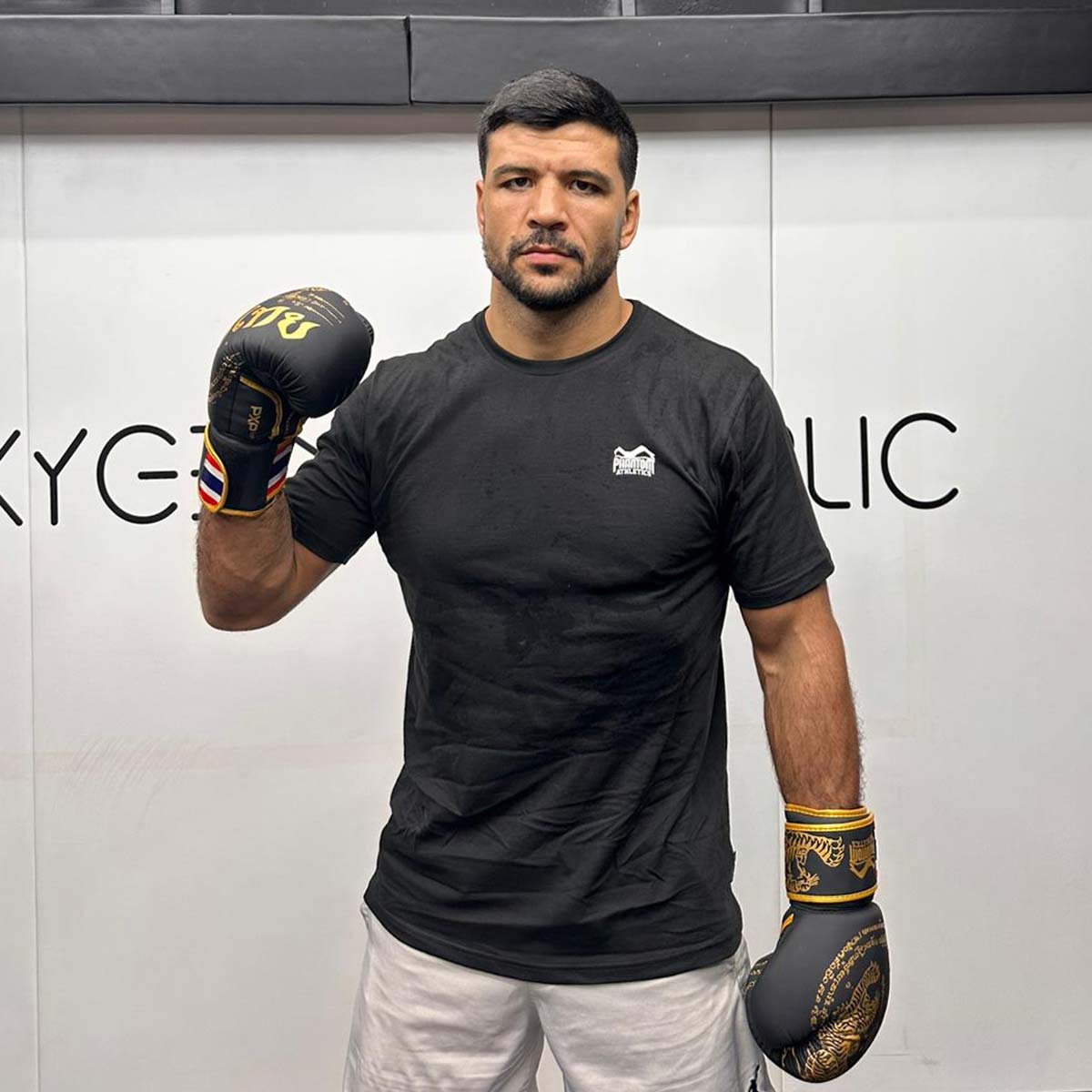 Hochwertiges Phantom Athletics T‑Shirt Pro Fighter24 in Schwarz mit markantem Print auf Brust und Rücken, ideal für dein MMA‑, Box‑ oder Kickbox‑Training im Gym mit athletischem Schnitt und atmungsaktivem Stoff für Komfort bei intensiven Workouts. Das leichte Material aus 95 % Baumwolle und 5 % Polyester sorgt für angenehmes Tragegefühl und Bewegungsfreiheit bei Technik‑ und Kraft‑Einheiten. Ein Premium‑Training‑Shirt für ambitionierte Kampfsportler.