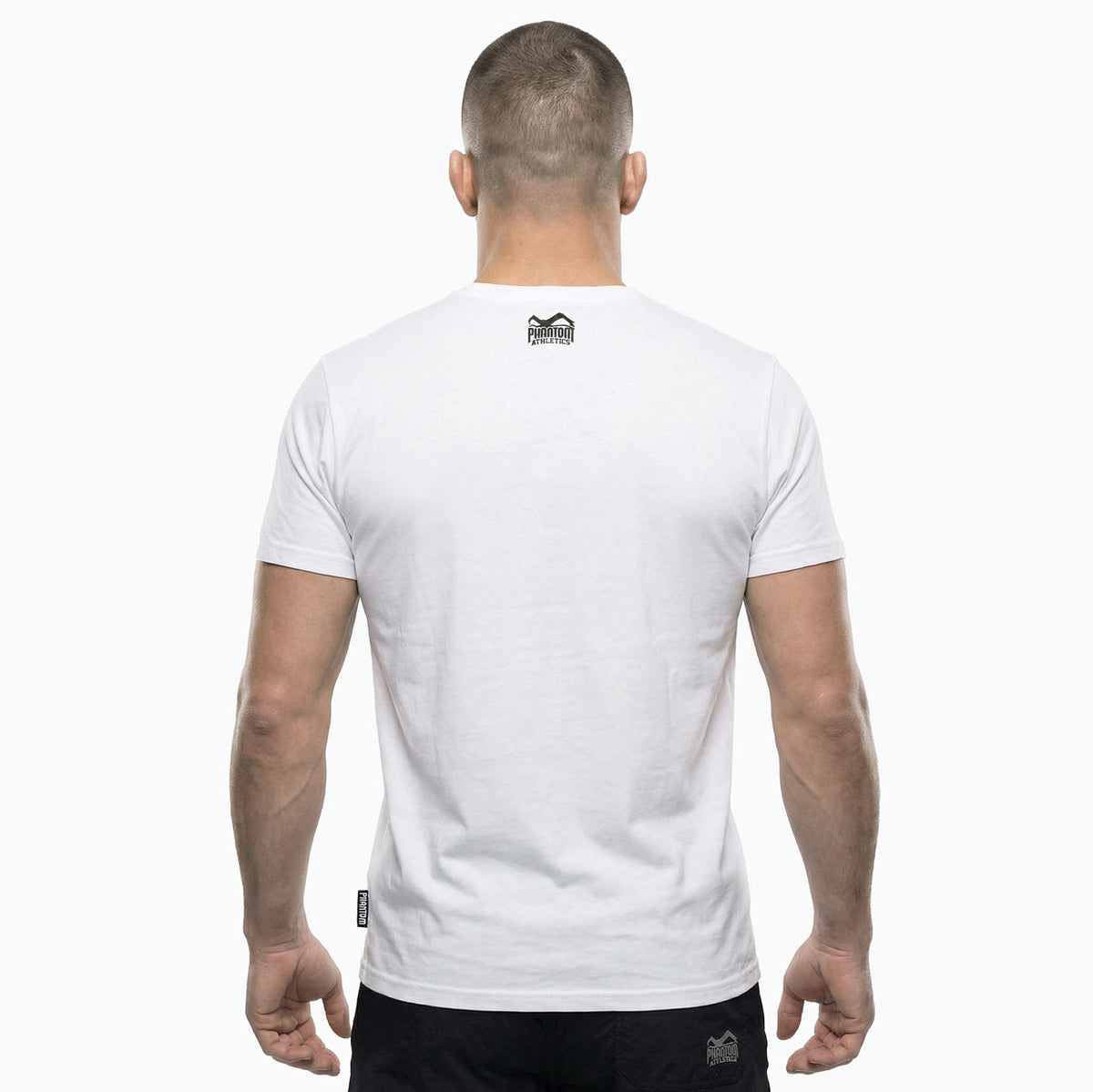 Atmungsaktives Phantom Athletics T‑Shirt Team24 in Weiß mit athletischem Schnitt und Print auf Brust und Rücken, ideal für Sparring‑Sessions.