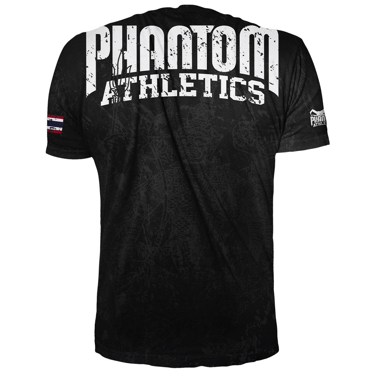 Phantom EVO Trainingsshirt im Muay Thai Design für Kampfsport Training. Mit thailändischer Schrift und Sak Yant Grafiken.