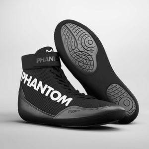 Robuste und leichte Kampfsportschuhe von Phantom Athletics in Schwarz, ideal für Wrestling, Jiu-Jitsu und Muay Thai Training.