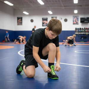 Die Phantom Athletics Kinder-Ringerschuhe Tactic in Neon bieten jungen Athleten optimalen Halt und Flexibilität für intensives Training und Wettkämpfe im Ringen, Grappling und MMA.