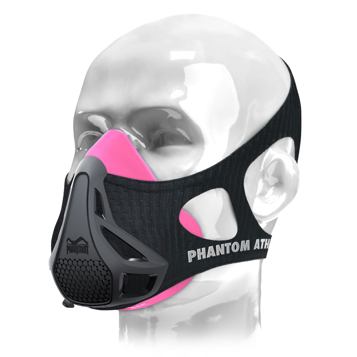 The Phantom training mask. The original. Patented and awarded to take your fitness to the next level. Now in pink/black.