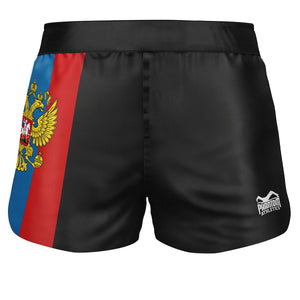Hochwertige Phantom Athletics Fightshorts FUSION‑R Team Russia mit robustem Ripstop‑Material für intensives MMA‑, Kickbox‑ und Grappling‑Training und maximale Bewegungsfreiheit bei jedem Tritt und Takedown.