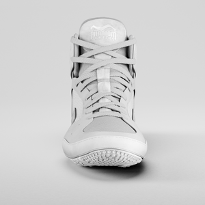 Phantom Athletics Tactic Weiß Ringerschuhe für Kinder, speziell für Grappling, Ringen und Kampfsport konzipiert. Das minimalistische weiße Design kombiniert Stil und Funktionalität für optimale Leistung.