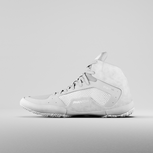 Hochwertige Kinder Ringerschuhe Tactic Weiß von Phantom Athletics, ideal für junge Ringer. Die strapazierfähige Konstruktion bietet exzellenten Schutz und Komfort bei intensiven Trainingseinheiten.