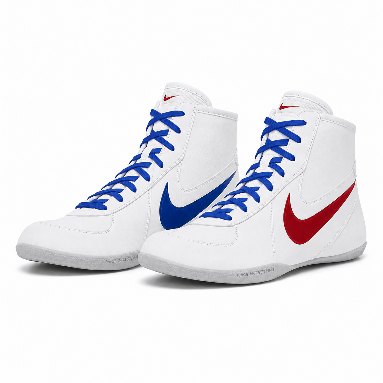 Die Wrestling Shoes Nike Footsweep 2 White Blue Red bieten hervorragende Stabilität, Grip und Kontrolle für intensives Ringer- und Kampfsport-Training. Das leichte Design unterstützt schnelle Bewegungen, saubere Technik und explosive Takedowns im Wrestling, MMA und Grappling.