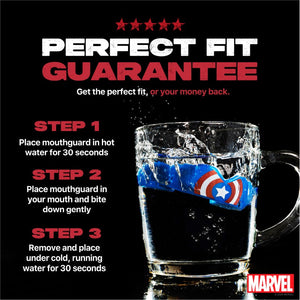 Der Captain America Mundschutz von SafeJawz überzeugt durch stylisches Design und starke Schutzwirkung. Optimal für Sparring, Wettkampf oder Techniktraining im Boxen und MMA.