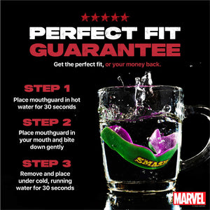 SafeJawz Hulk Mouthguard im offiziellen Marvel Design – idealer Zahnschutz für Fighter, die beim Training oder im Wettkampf keine Kompromisse eingehen wollen.