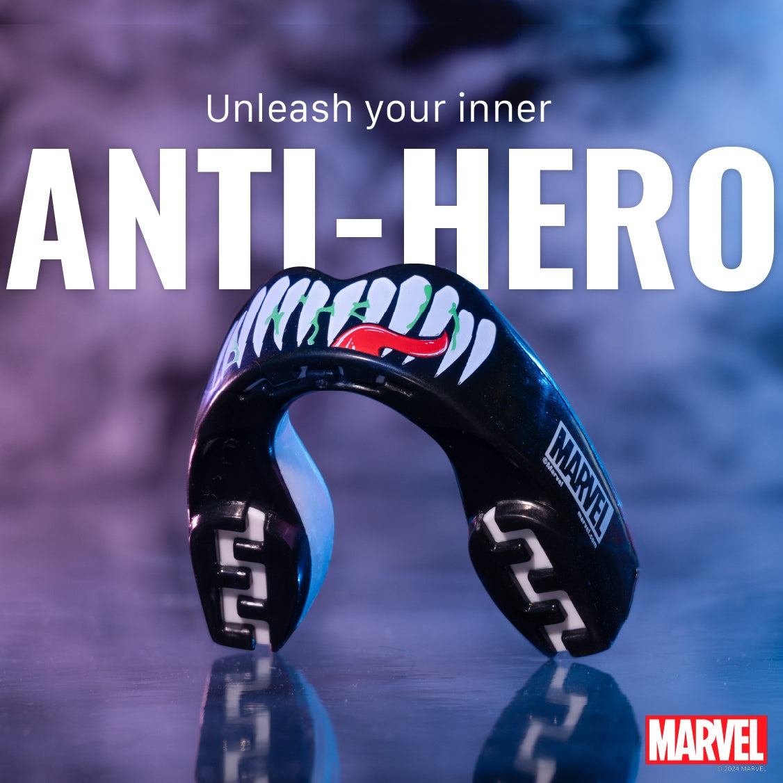 Hochwertiger Zahnschutz von SAFEJAWZ im offiziellen Marvel-Venom-Design – ideal für intensives Sparring im MMA, Grappling oder Muay Thai.