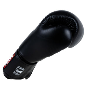 Twins BG-N V2 in Schwarz – professionelle Muay Thai Handschuhe mit dicker Polsterung und stabiler Handgelenkunterstützung. Perfekt geeignet für tägliches Training und Sparring.