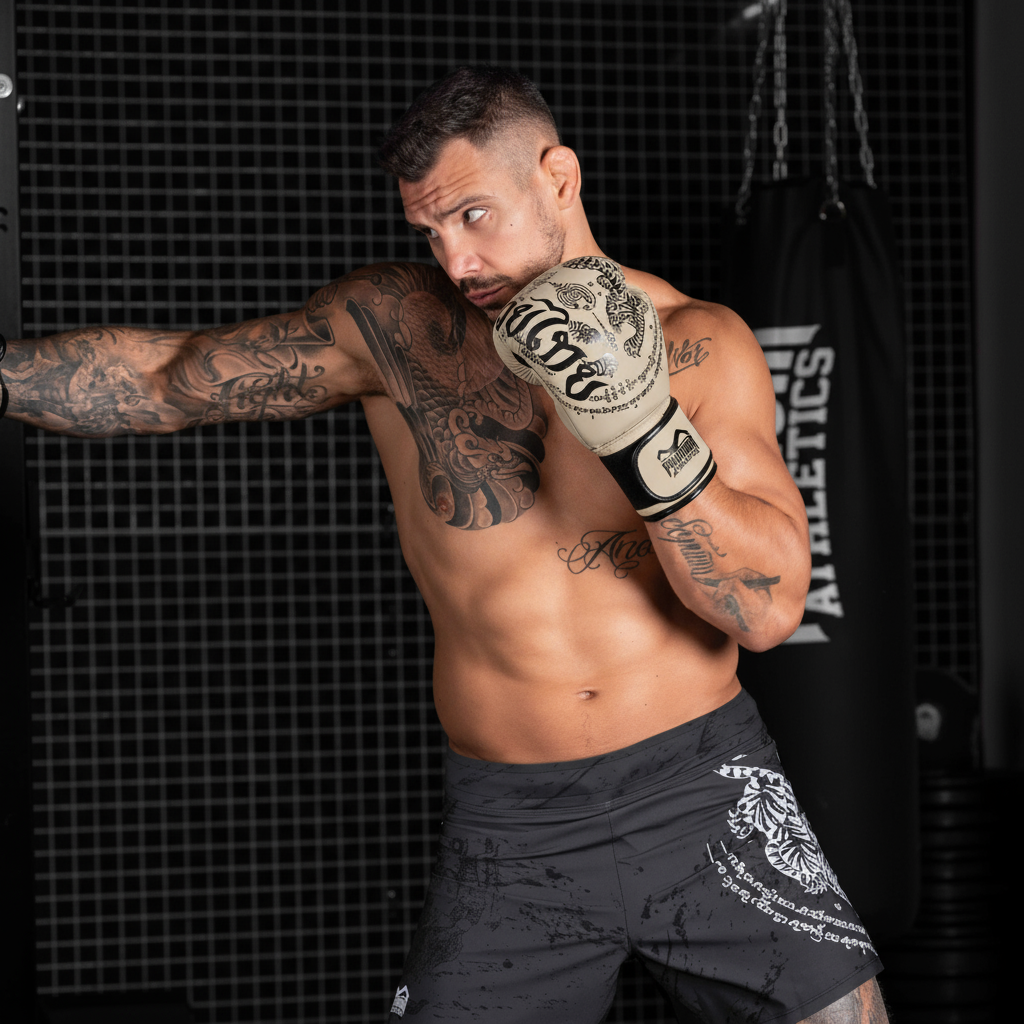 Boxhandschuhe Muay Thai - Sandgrau